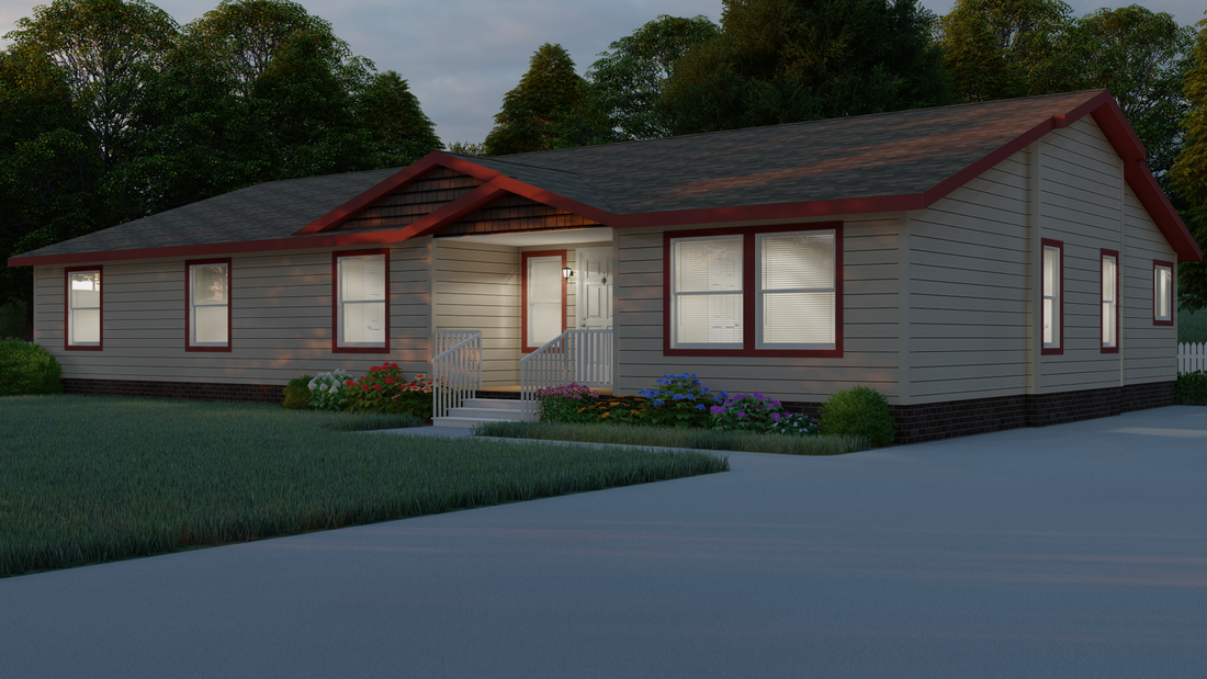 The 9593S WASHINGTON Exterior. This Manufactured Mobile Home features 3 bedrooms and 3 baths.