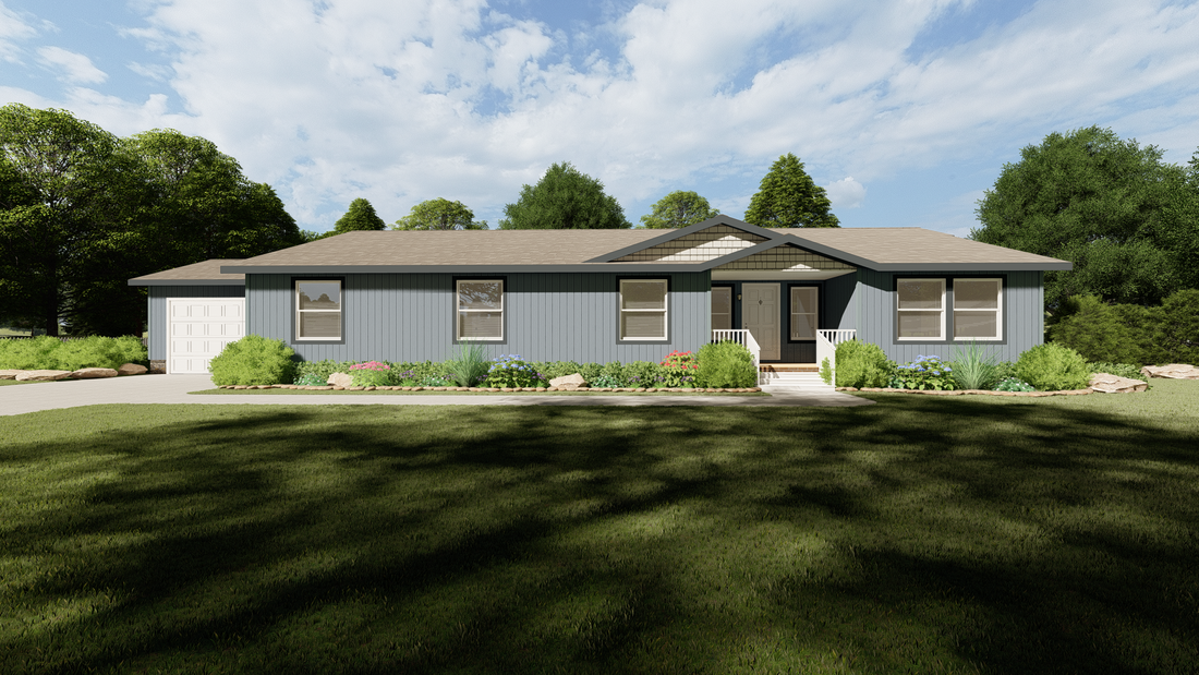 The 9593S WASHINGTON Exterior. This Manufactured Mobile Home features 3 bedrooms and 3 baths.