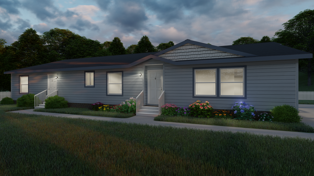 The 9585S MCKINLEY Exterior. This Manufactured Mobile Home features 3 bedrooms and 2 baths.