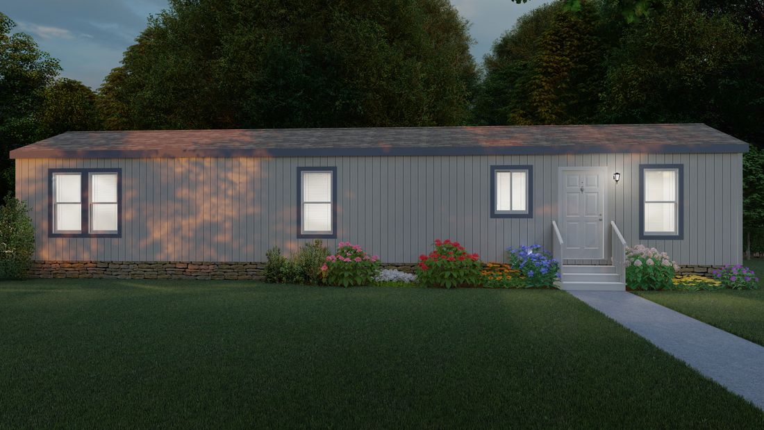 The 1556A CANYON Exterior. This Manufactured Mobile Home features 2 bedrooms and 1 bath.